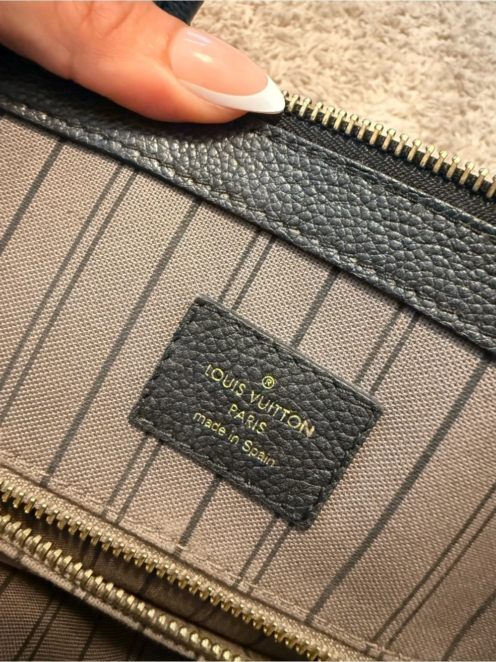 Louis Vuitton Onthego PM Black Monogram Empreinte Embossed Leather Tote